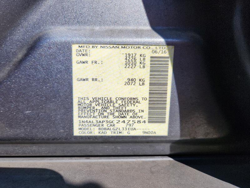 65135376 :رقم المزاد ، 1N4AL3AP3GC247584 vin ، 2016 Nissan Altima مزاد بيع