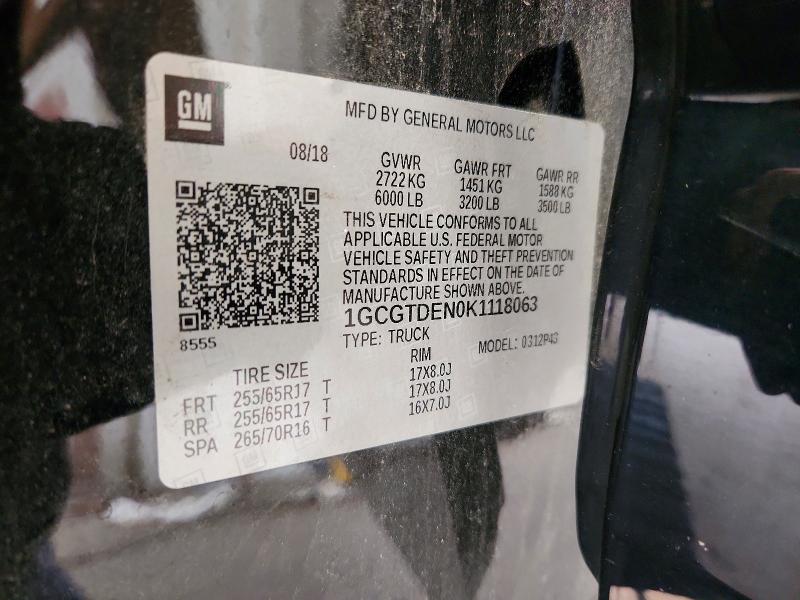 Aukcja sprzedaży 2019 Chevrolet Colorado, vin: 1GCGTDEN0K1118063, numer aukcji: 64462966