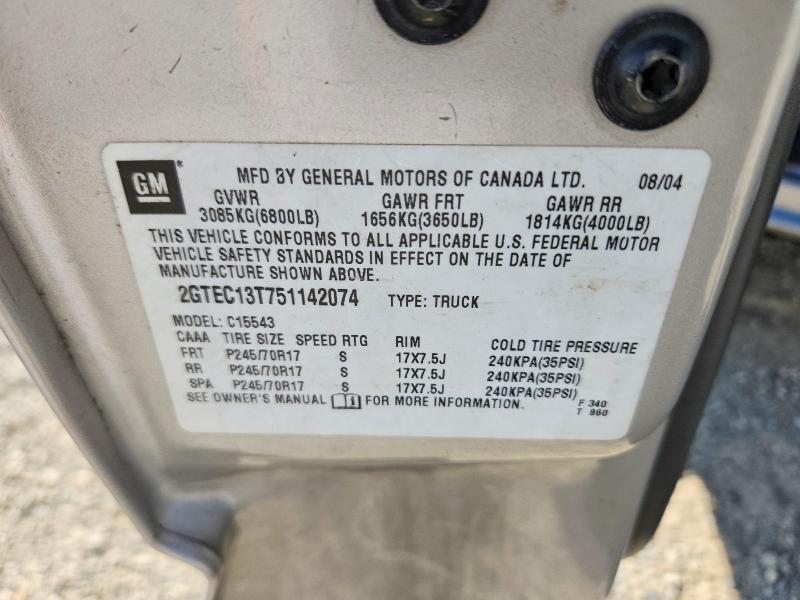 65393036 :رقم المزاد ، 2GTEC13T751142074 vin ، 2005 Gmc New Sierra مزاد بيع