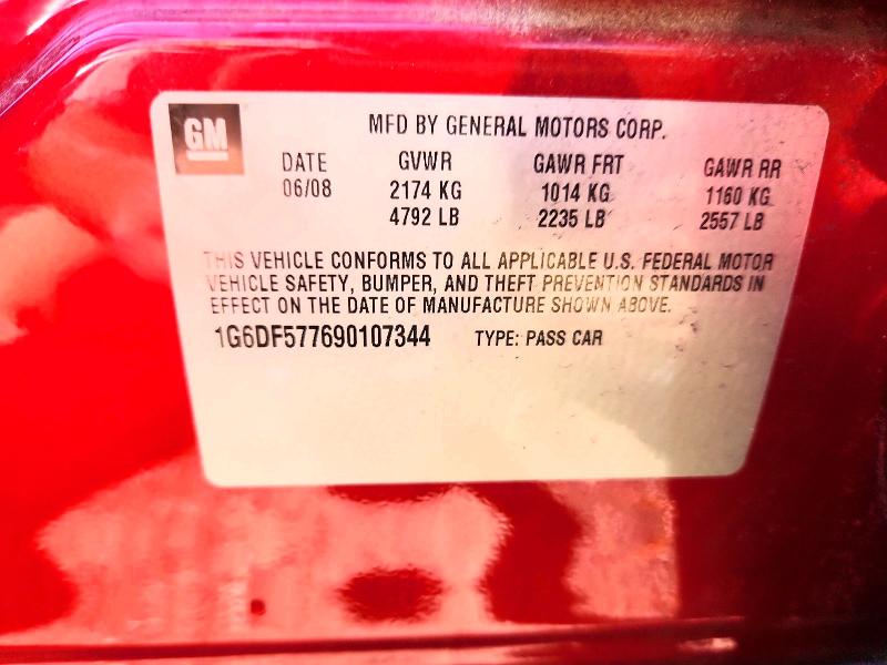 2009 Cadillac Cts მანქანა იყიდება აუქციონზე, vin: 1G6DF577690107344, აუქციონის ნომერი: 66214296