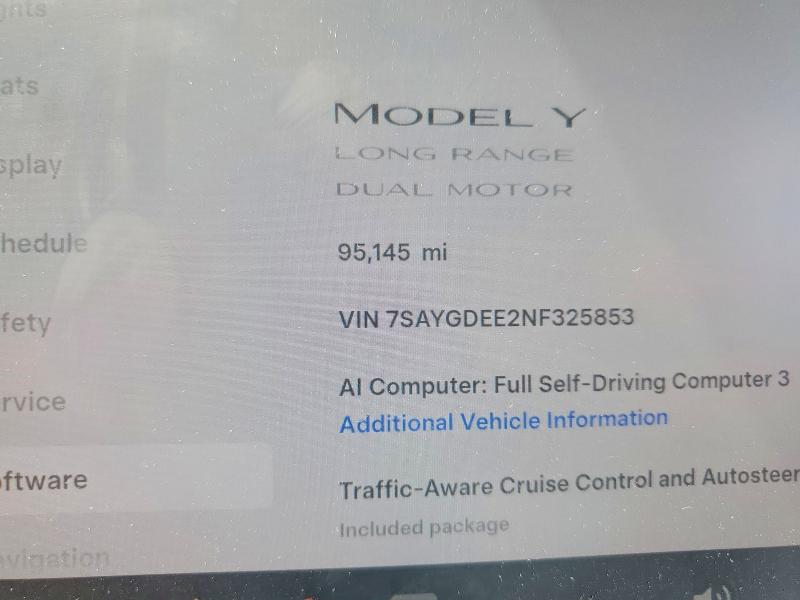 Aukcja sprzedaży 2022 Tesla Model Y, vin: 7SAYGDEE2NF325853, numer aukcji: 62664596