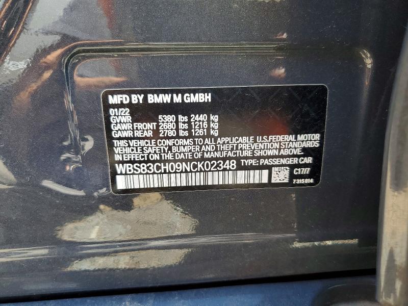 2022 Bmw M5 მანქანა იყიდება აუქციონზე, vin: WBS83CH09NCK02348, აუქციონის ნომერი: 63730836