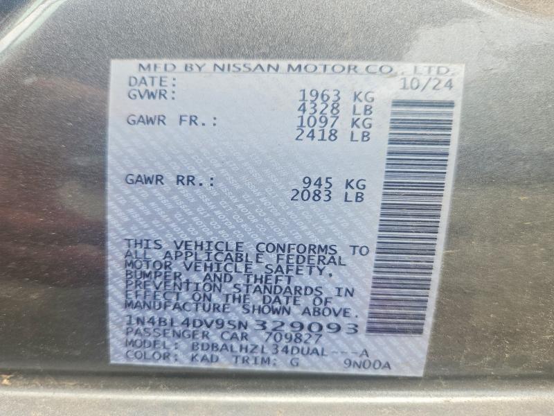 Aukcja sprzedaży 2025 Nissan Altima, vin: 1N4BL4DV9SN329093, numer aukcji: 64089026