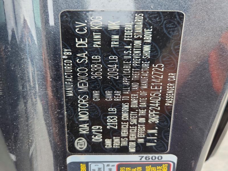 Aukcja sprzedaży 2020 Kia Forte, vin: 3KPF24AD5LE142725, numer aukcji: 63808346