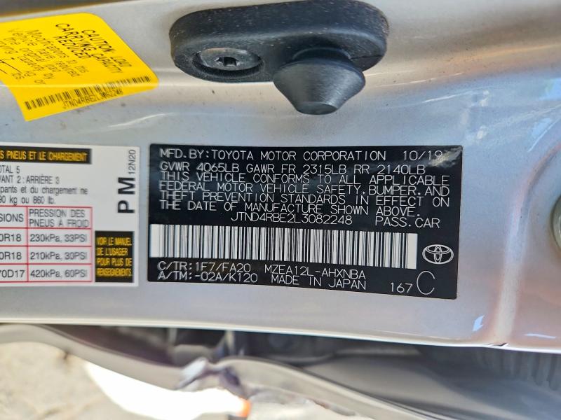 Продаж на аукціоні авто 2020 Toyota Corolla Hatchback, vin: JTND4RBE2L3082248, номер лоту: 65944796