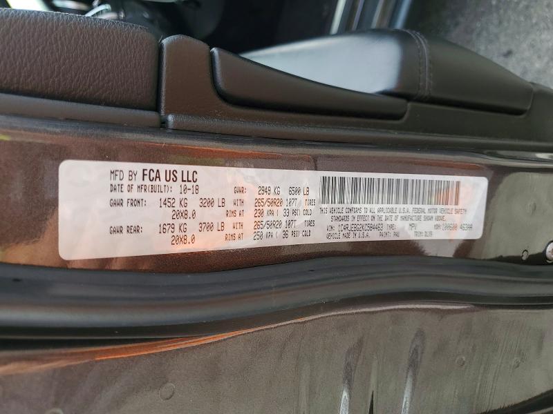Aukcja sprzedaży 2019 Jeep Grand Cherokee, vin: 1C4RJEBG2KC584463, numer aukcji: 65035416
