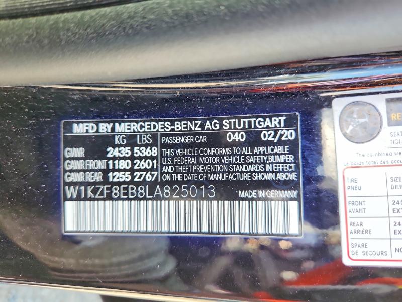 Aukcja sprzedaży 2020 Mercedes-benz E, vin: W1KZF8EB8LA825013, numer aukcji: 65878036