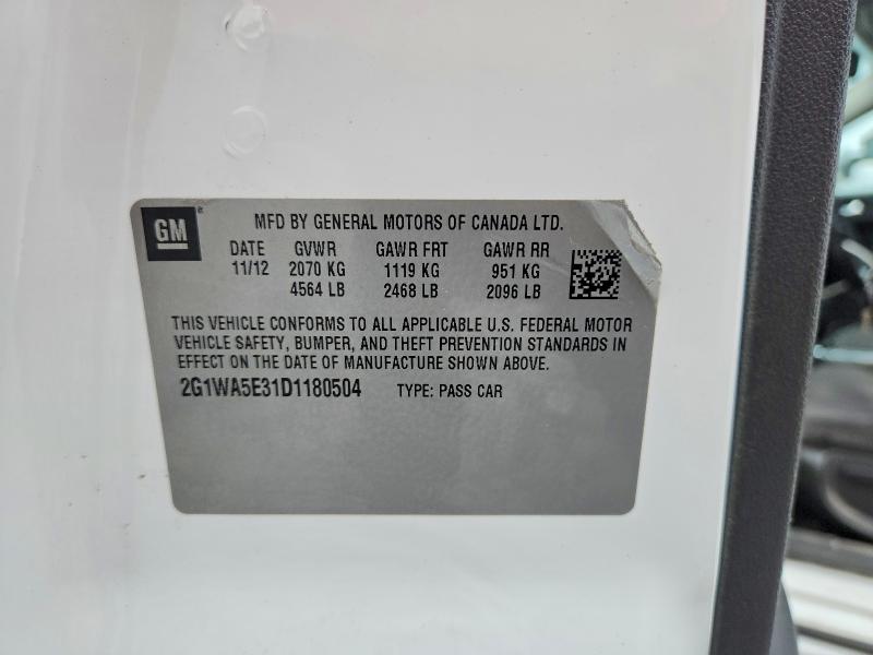 2013 Chevrolet Impala მანქანა იყიდება აუქციონზე, vin: 2G1WA5E31D1180504, აუქციონის ნომერი: 64077826