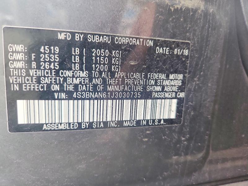 Продаж на аукціоні авто 2018 Subaru Legacy, vin: 4S3BNAN61J3030735, номер лоту: 64971796