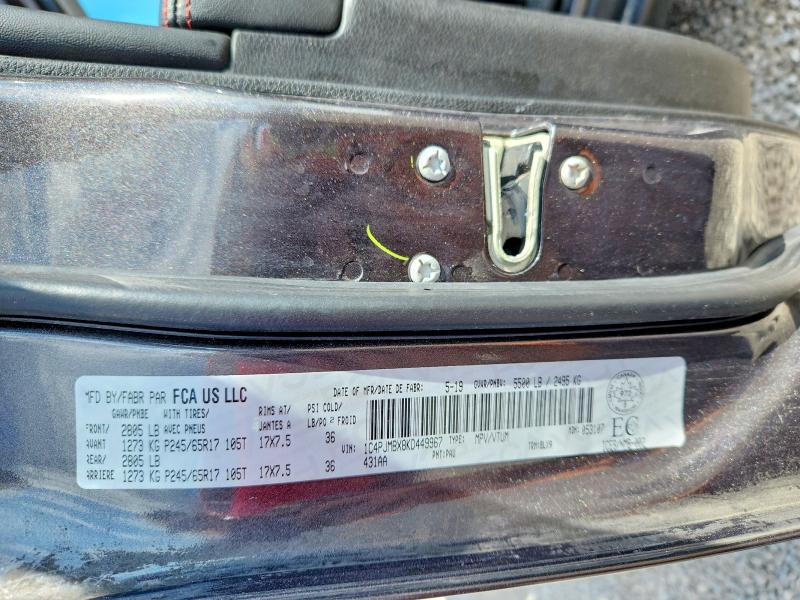 Продаж на аукціоні авто 2019 Jeep Cherokee, vin: 1C4PJMBX8KD449967, номер лоту: 65319276