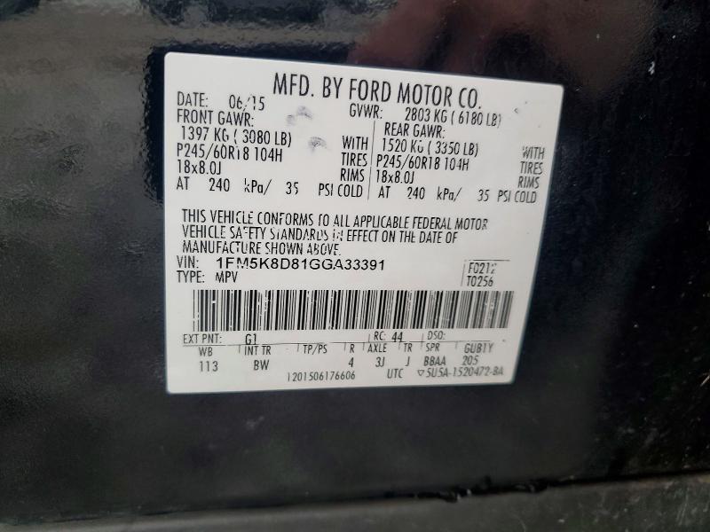 Aukcja sprzedaży 2016 Ford Explorer, vin: 1FM5K8D81GGA33391, numer aukcji: 64209566