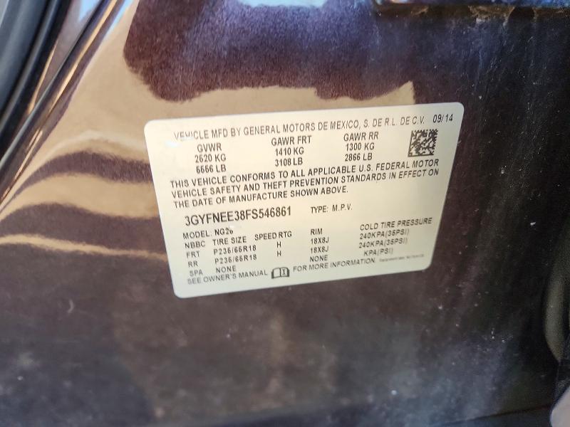 Aukcja sprzedaży 2015 Cadillac Srx, vin: 3GYFNEE38FS546861, numer aukcji: 65438806