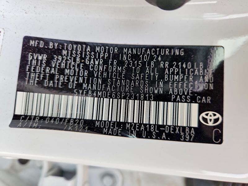 66510206 :رقم المزاد ، 5YFB4MDE6SP231813 vin ، 2025 Toyota Corolla مزاد بيع