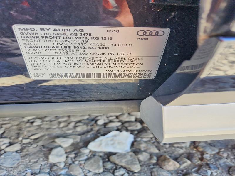 2018 Audi Q5 მანქანა იყიდება აუქციონზე, vin: WA1BNAFY1J2197676, აუქციონის ნომერი: 64067596