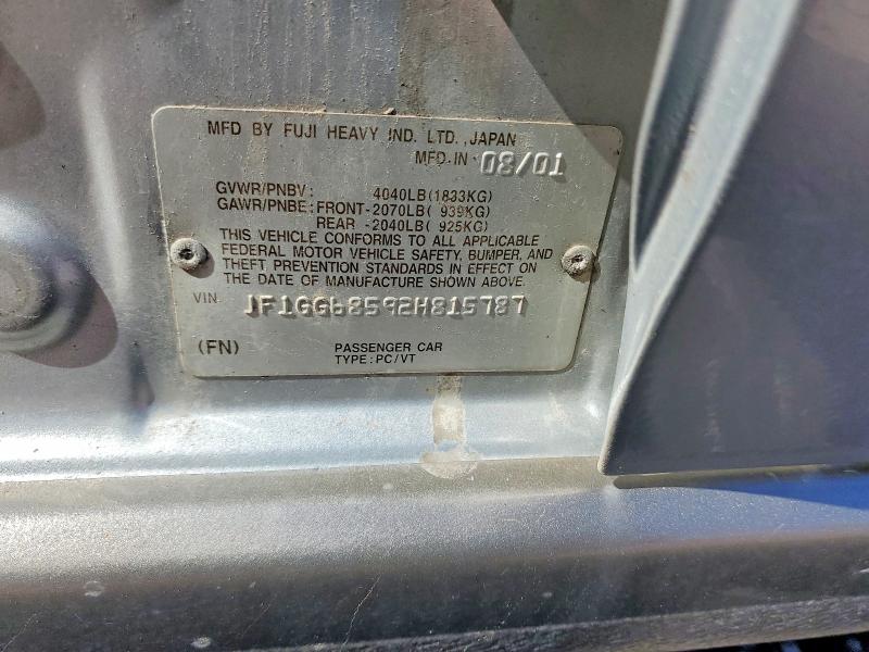 63546836 :رقم المزاد ، JF1GG68592H815787 vin ، 2002 Subaru Impreza مزاد بيع
