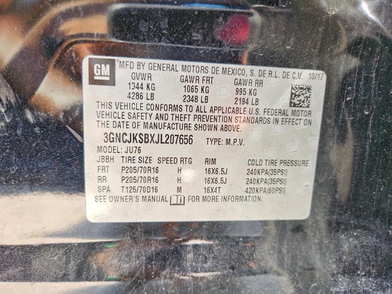 Aukcja sprzedaży 2018 Chevrolet Trax, vin: 3GNCJKSBXJL207656, numer aukcji: 64497726
