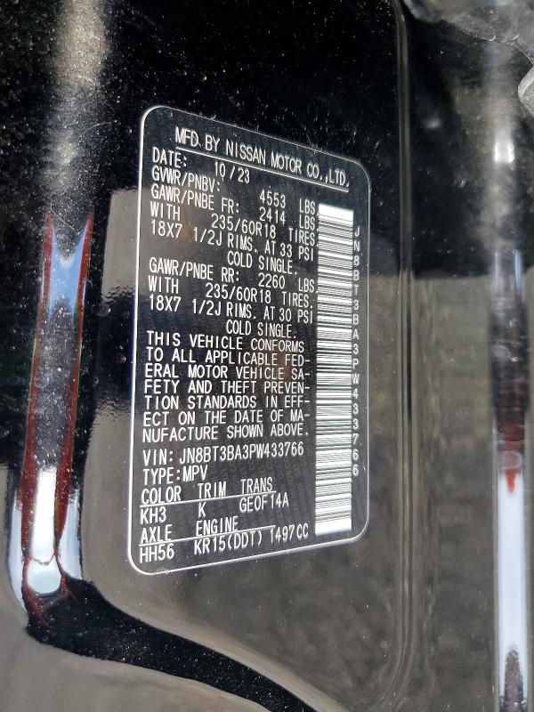 2023 Nissan Rogue მანქანა იყიდება აუქციონზე, vin: JN8BT3BA3PW433766, აუქციონის ნომერი: 64224326