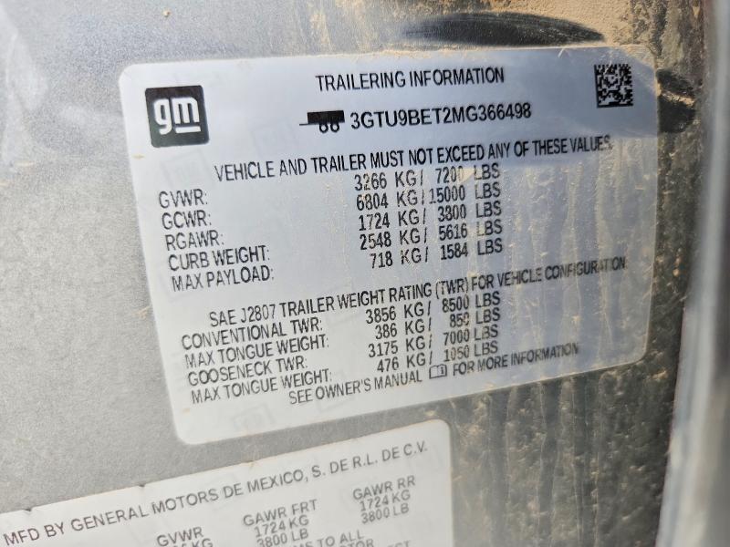 Aukcja sprzedaży 2021 Gmc Sierra, vin: 3GTU9BET2MG366498, numer aukcji: 63547066