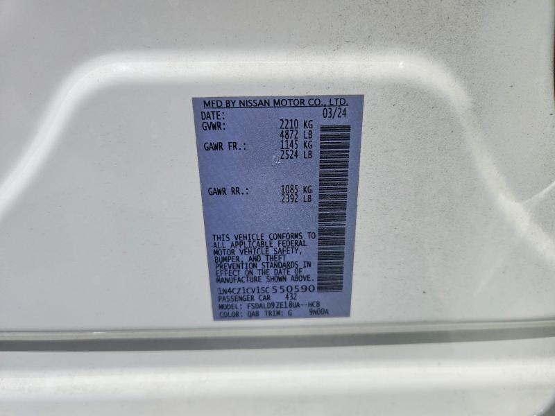 2025 Nissan Leaf მანქანა იყიდება აუქციონზე, vin: 1N4CZ1CV1SC550590, აუქციონის ნომერი: 65038996