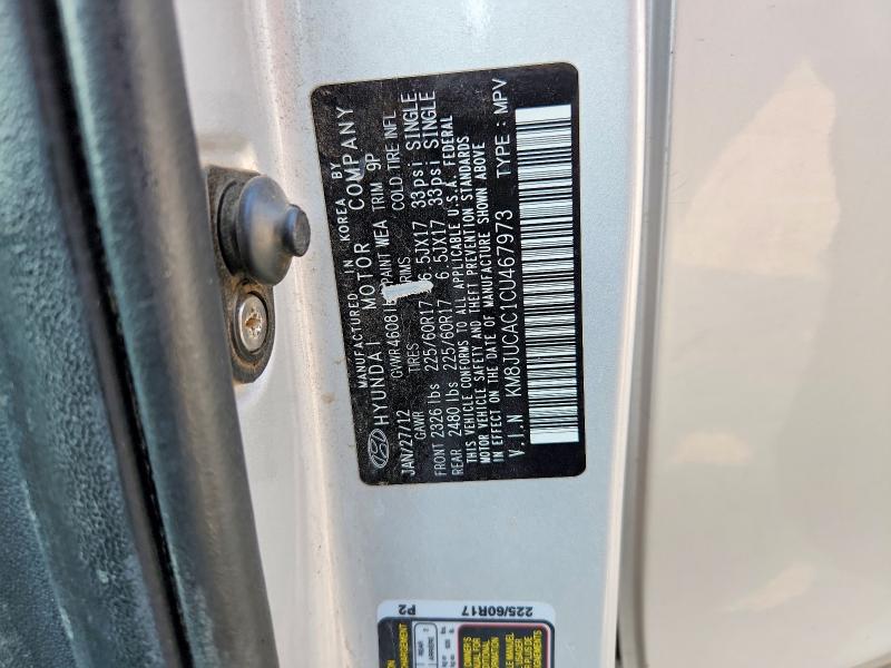 Aukcja sprzedaży 2012 Hyundai Tucson, vin: KM8JUCAC1CU467973, numer aukcji: 64080136