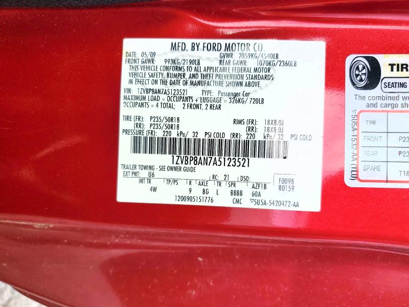 Продажа на аукционе авто 2010 Ford Mustang, vin: 1ZVBP8AN7A5123521, номер лота: 64493086