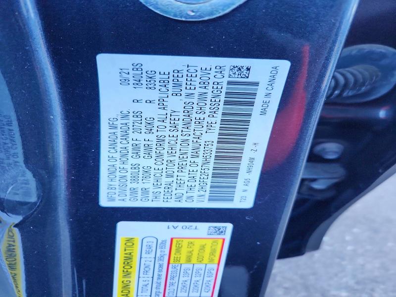 64553186 :رقم المزاد ، 2HGFE2F57NH533753 vin ، 2022 Honda Civic مزاد بيع