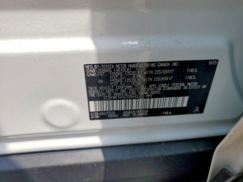 Aukcja sprzedaży 2025 Toyota Rav4, vin: 2T3H1RFV4SC356443, numer aukcji: 66546606