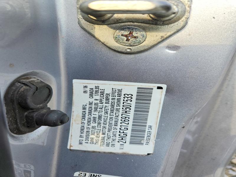 Aukcja sprzedaży 2007 Honda Civic, vin: 2HGFG12697H507533, numer aukcji: 65041086