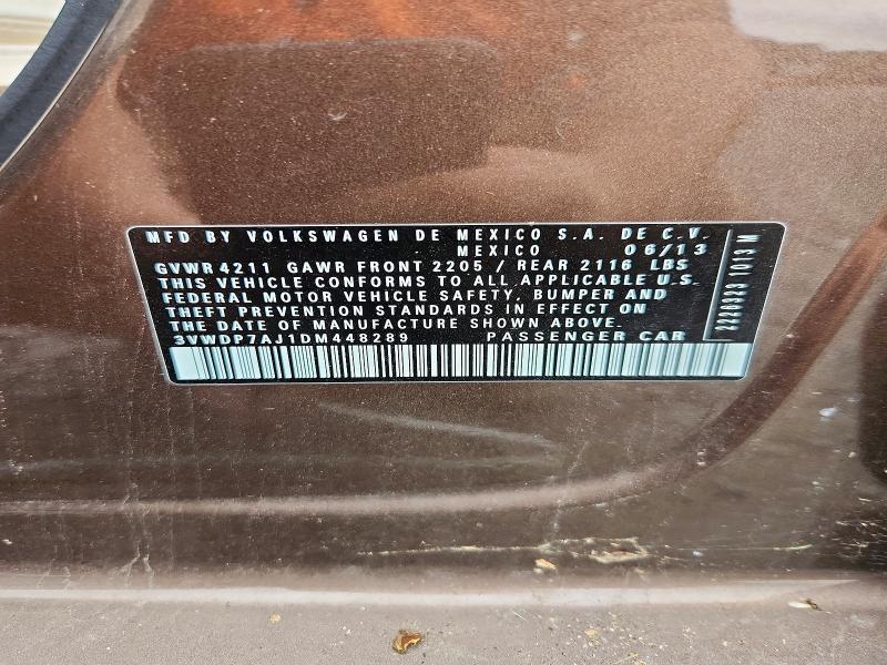 Продажа на аукционе авто 2013 Volkswagen Jetta, vin: 3VWDP7AJ1DM448289, номер лота: 64581036