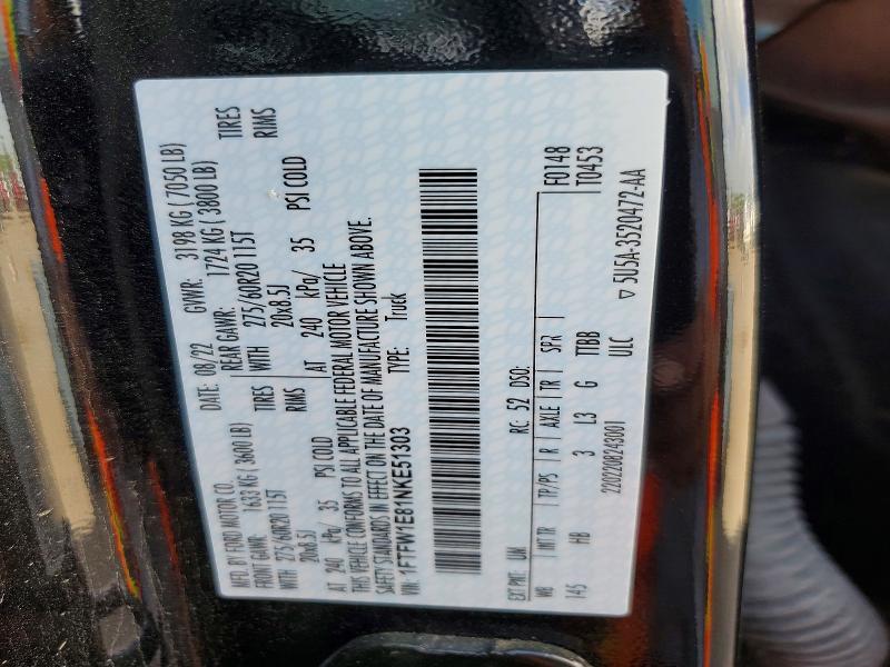 2022 Ford F150 მანქანა იყიდება აუქციონზე, vin: 1FTFW1E81NKE51303, აუქციონის ნომერი: 65701936