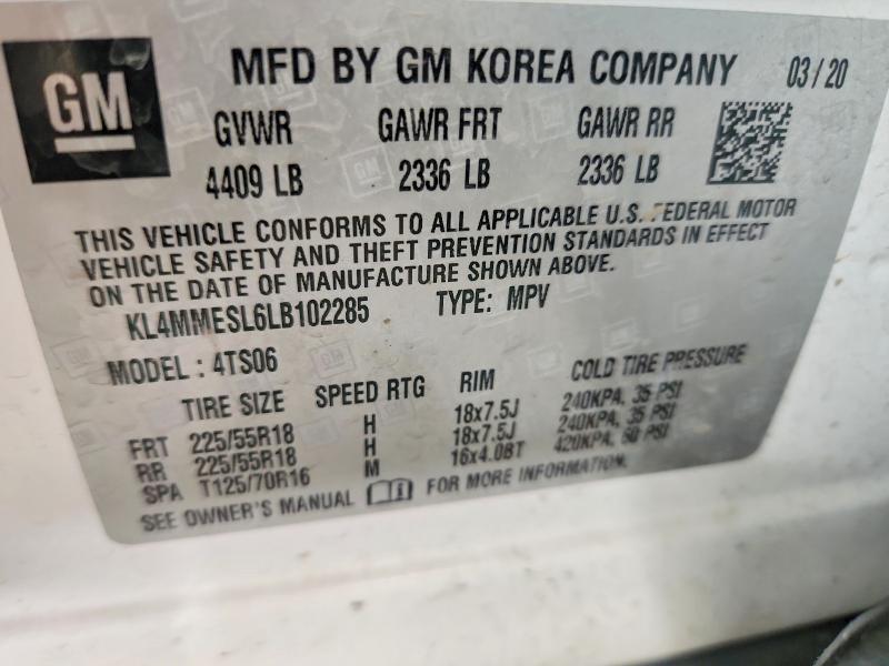 65507946 :رقم المزاد ، KL4MMESL6LB102285 vin ، 2020 Buick Encore Gx مزاد بيع