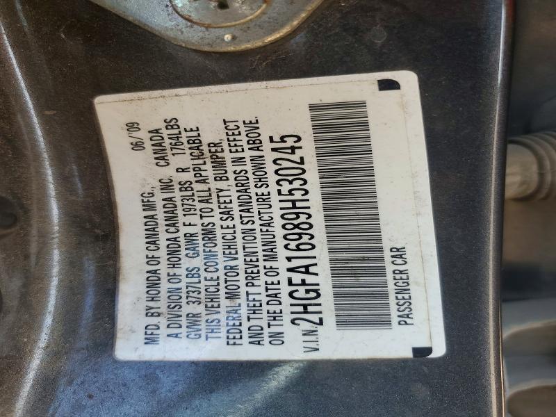 64504356 :رقم المزاد ، 2HGFA16989H530245 vin ، 2009 Honda Civic مزاد بيع