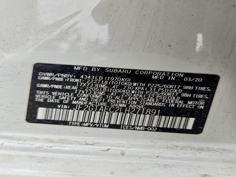 Aukcja sprzedaży 2020 Subaru Crosstrek, vin: JF2GTAEC2LH271891, numer aukcji: 64067606