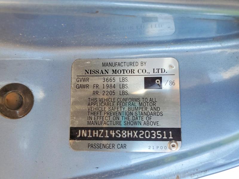 66390806 :رقم المزاد ، JN1HZ14S8HX203511 vin ، 1987 Nissan 300zx مزاد بيع