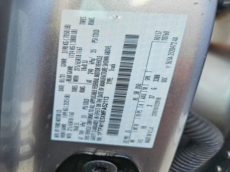 66210916 :رقم المزاد ، 1FTFW1E5XMFA52113 vin ، 2021 Ford F150 مزاد بيع
