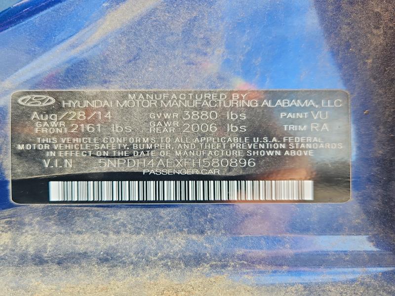 Продажа на аукционе авто 2015 Hyun Elantra, vin: 5NPDH4AEXFH580896, номер лота: 63444666