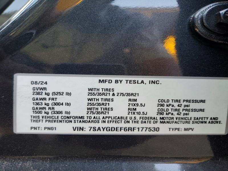 Aukcja sprzedaży 2024 Tesla Model Y, vin: 7SAYGDEF6RF177530, numer aukcji: 63439996