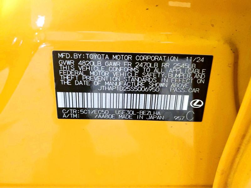 Продажа на аукционе авто 2025 Lexus Is 500, vin: JTHAP1D25S5006950, номер лота: 65870626