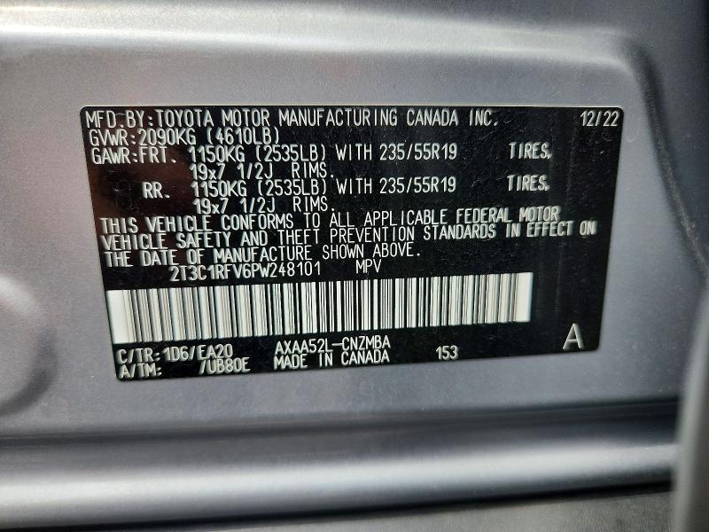 Продажа на аукционе авто 2023 Toyota Rav4, vin: 2T3C1RFV6PW248101, номер лота: 64263096
