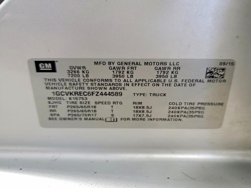 2015 Chevrolet Silverado მანქანა იყიდება აუქციონზე, vin: 1GCVKREC6FZ444589, აუქციონის ნომერი: 64724966