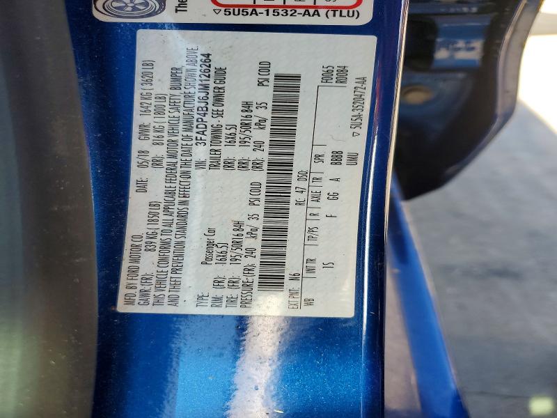 66564976 :رقم المزاد ، 3FADP4BJ6JM126264 vin ، 2018 Ford Fiesta مزاد بيع