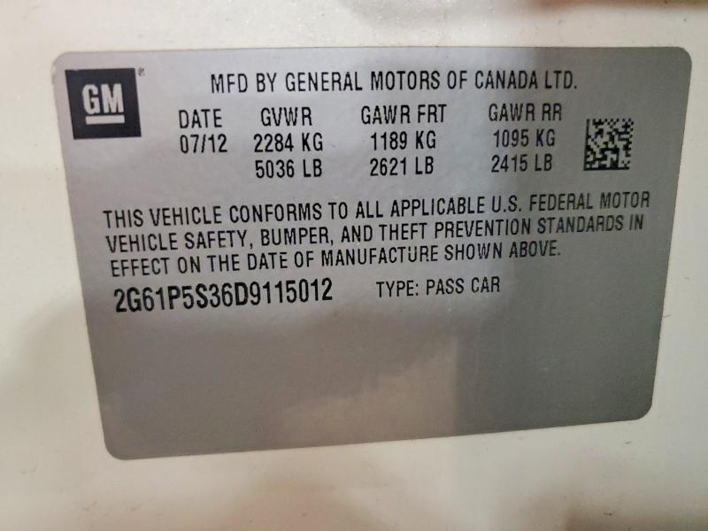 64486076 :رقم المزاد ، 2G61P5S36D9115012 vin ، 2013 Cadillac Xts مزاد بيع