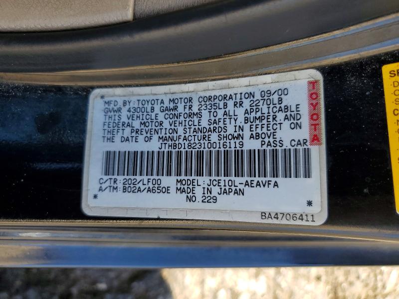 Aukcja sprzedaży 2001 Lexus Is, vin: JTHBD182310016119, numer aukcji: 65933286