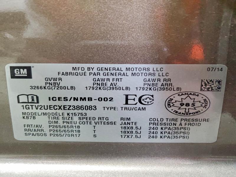 Продажа на аукционе авто 2014 Gmc Sierra, vin: 1GTV2UECXEZ386083, номер лота: 64668826