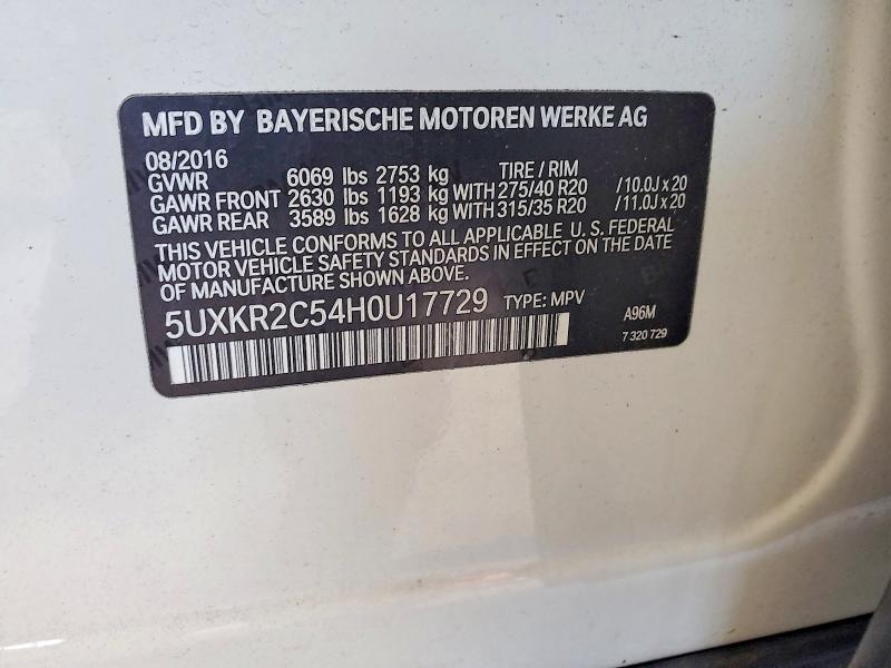 Продаж на аукціоні авто 2017 Bmw X5, vin: 5UXKR2C54H0U17729, номер лоту: 65754976