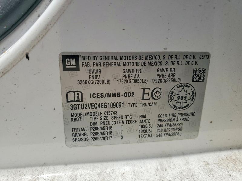 Aukcja sprzedaży 2014 Gmc Sierra, vin: 3GTU2VEC4EG109091, numer aukcji: 62102296