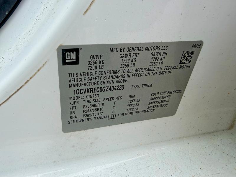 2016 Chevrolet Silverado მანქანა იყიდება აუქციონზე, vin: 1GCVKREC0GZ404235, აუქციონის ნომერი: 64856916