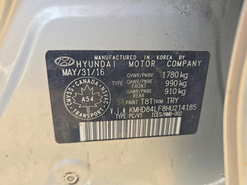 Aukcja sprzedaży 2017 Hyundai Elantra, vin: KMHD84LF8HU214185, numer aukcji: 64396166