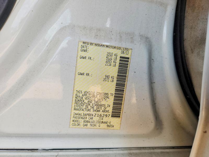 2014 Nissan Altima მანქანა იყიდება აუქციონზე, vin: 1N4AL3AP8EN216297, აუქციონის ნომერი: 65350836