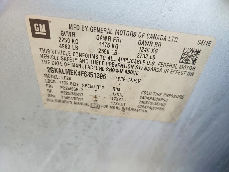 Продажа на аукционе авто 2015 Gmc Terrain, vin: 2GKALMEK4F6351396, номер лота: 64151616